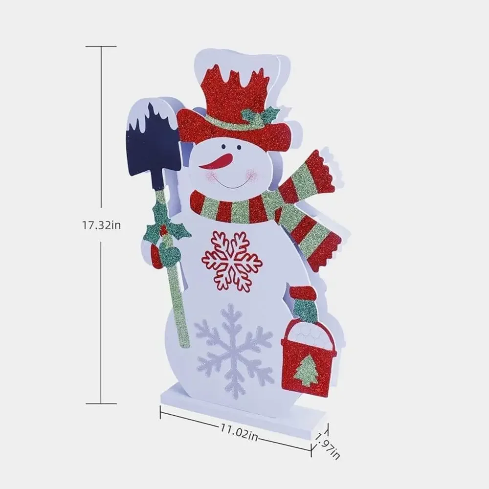 Winter Wooden Snowman Sign, Xmas Snowman Table Decoration
